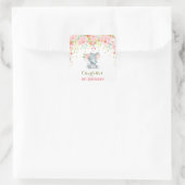 Sticker Carré Balise de l'éléphant floral Boho Anniversaire Favo (Sac)