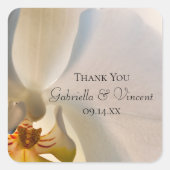 Sticker Carré Balise de Merci Mariage d'élégance orchidée blanch (Devant)