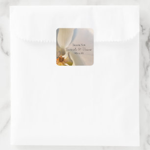 Sticker Carré Balise de Merci Mariage d'élégance orchidée blanch