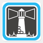 Sticker Carré Balise de phare gras avec icône Ocean Waves (Devant)