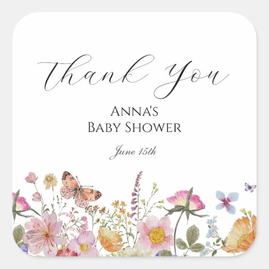 Sticker Carré Balise de préférence du fleur sauvage et du Baby s (Devant)