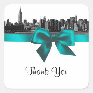 Sticker Carré Balise de préférence Turquoise NYC large Skyline E