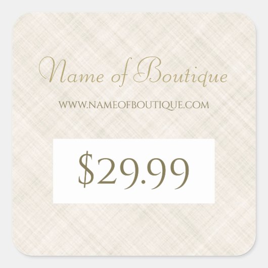 Sticker Carré Balise de prix Motif simple en lin beige (Devant)
