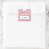 Sticker Carré Balise de prix simple Blush Pink Chic Boutique (Sac)