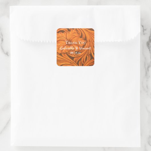 Sticker Carré Balise Fleur Rustique Mariage occidental Merci Fav (Sac)