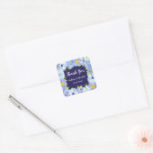 Sticker Carré Balise Fleurs Bleues Merci Mariage Favor (Enveloppe)