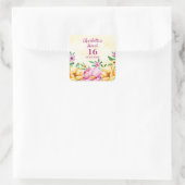 Sticker Carré Balise Fleurs de printemps doux 16 Anniversaire Fa (Sac)