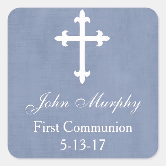 Sticker Carré Balise Grand Croix Faveur, Bleu (Devant)