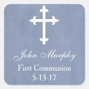 Sticker Carré Balise Grand Croix Faveur, Bleu