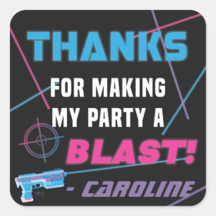 Sticker Carré Balise laser rose violet bleu fête d'anniversaire