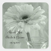 Sticker Carré Balise Mariage margueux vert Favoriser Merci (Devant)