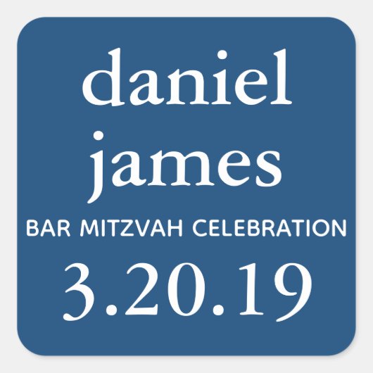 Sticker Carré Balise Navy Blue Bar Mitzvah Favoriser (Devant)