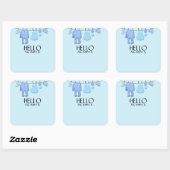 Sticker Carré Balise Nom du Baby shower bleu (Feuille)