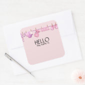 Sticker Carré Balise Nom du Baby shower rose (Enveloppe)