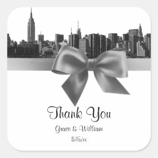 Sticker Carré Balise NYC Large Skyline Etched BW Grey Faver