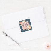 Sticker Carré Balise Peach Floral Merci pour Popping By Birthday (Enveloppe)