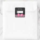 Sticker Carré Balise Prix Boutique Empreinte de léopard rose fil (Sac)