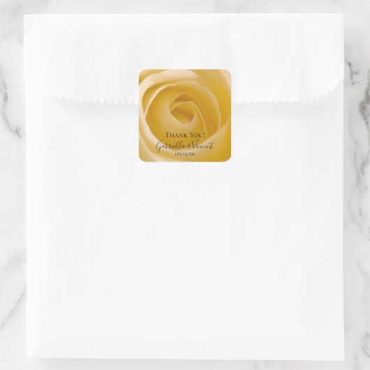 Sticker Carré Balise Rose blanche Mariage Merci Favoriser (Sac)
