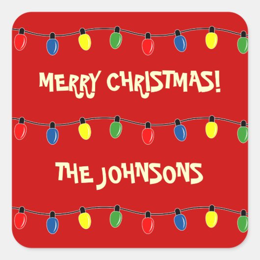 Sticker Carré Balises cadeaux Joyeux Noël coloré (Devant)