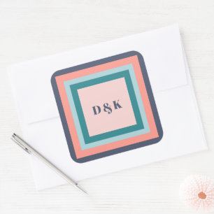 Sticker Carré Balises Cadeaux Monogrammes, Initiales, Palette Co