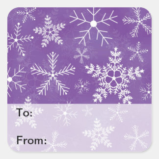 Sticker Carré Balises-cadeaux Motif de Fléau de neige violet et