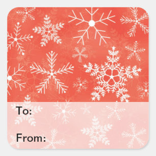 Sticker Carré Balises cadeaux Motif Red and White Snowflake