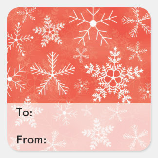 Sticker Carré Balises cadeaux Motif Red and White Snowflake