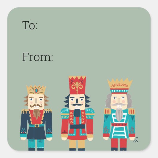 Sticker Carré Balises cadeaux Nutcracker personnalisées (Devant)