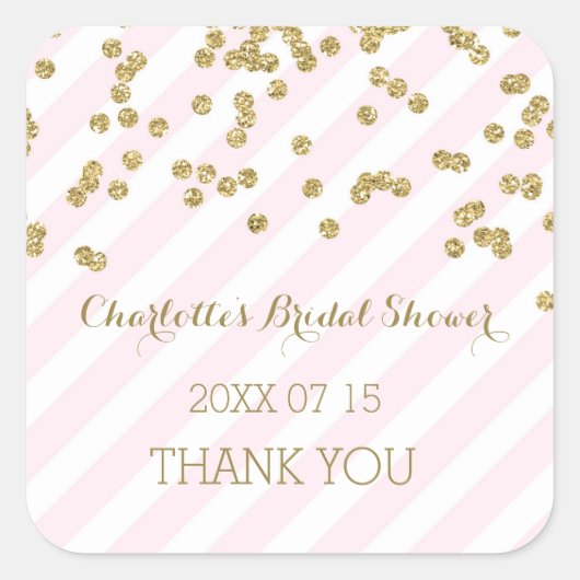 Sticker Carré Balises de Fête des mariées de Rose Gold (Devant)