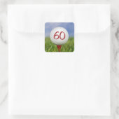 Sticker Carré balle de golf sur tee rouge 60e anniversaire (Sac)