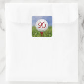 Sticker Carré balle de golf sur tee rouge 90e anniversaire (Sac)