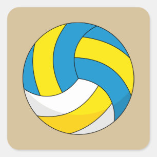 Sticker Carré Balle de volley-ball en dessin