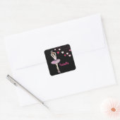Sticker Carré Ballerina avec Robe Rose et Chaussures Pointe Toe (Enveloppe)