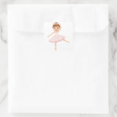 Sticker Carré Ballerina Dancer avec cheveux bruns (Sac)