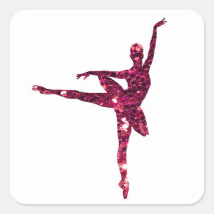 Sticker Carré Ballerina rose mousseuse