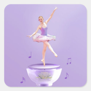 Sticker Carré Ballerine de boîte à musique personnalisable
