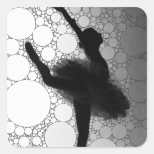 Sticker Carré Ballet Black Blanc Danse Ballerina