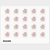 Sticker Carré Ballet Chaussures Fleurs Rose Fille 6e fête d'anni (Feuille)