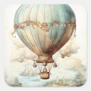 Sticker Carré Ballon à air chaud à vapeur vintage (2)