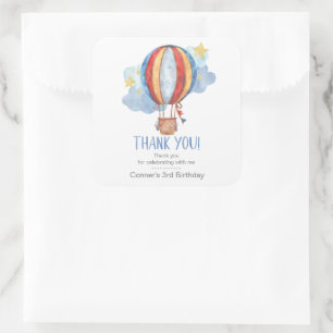Sticker Carré Ballon Étoiles Bleu Rouge Enfants Anniversaire Mer