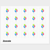 Sticker Carré Ballons Colorés Avec Rubans (Feuille)