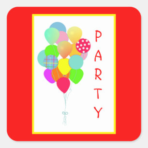 Sticker Carré Ballons colorés Fête d'anniversaire pour enfants