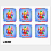 Sticker Carré Ballons d'anniversaire joyeux (Feuille)