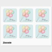 Sticker Carré Ballons d'aquarelle sur Baby shower bébé fille ros (Feuille)
