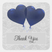 Sticker Carré Ballons de Coeur Bleu Merci Mariage (Devant)