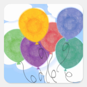 Sticker Carré Ballons de fête d'anniversaire