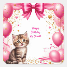 Ballons de fête d'anniversaire pour un mignon chat