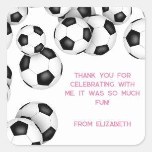 Sticker Carré Ballons de football noir blanc anniversaire de enf