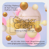 Sticker Carré Ballons d'or bleu rose (Devant)