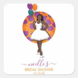 Sticker Carré Ballons et fleurs de Fête des mariées pour femmes 